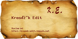 Kresák Edit névjegykártya